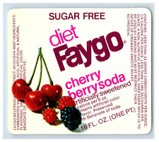 1950's-70's Diet Faygo Cherry Berry Soda Label Original S59E picture
