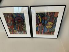 Pair Of Framed African Sand Art Painting picture