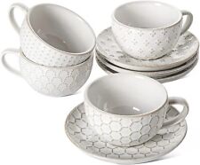 LE TAUCI 8 oz Cappuccino Cups with Saucers, House-warming 8 oz, Arctic white  picture