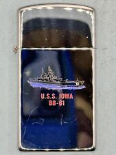 Vintage 1983 USS Iowa BB 61 Double Sided HP Chrome Slim Zippo Lighter NEW picture