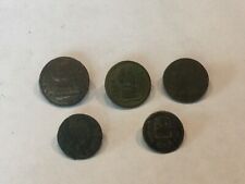 Colonial Spain King Ferdinand VII and Isabel II cuff link buttons, Lot of 5  T50 picture