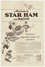 1927 Armour's Star Ham And Bacon Vintage Print Ad Vacation Appetites Satisfied  picture