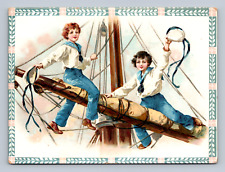 No Ad Trade Card Boys Dressed As Sailors Ship picture