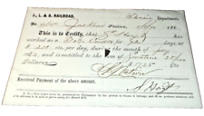 AUGUST 1870 JACKSON LANSING & SAGINAW MICHIGAN CENTRAL NYC EMPLOYEE PAY RECEIPT picture