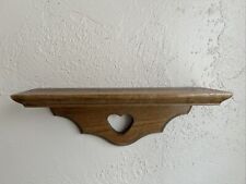 Vintage Homco Home Interior 10.5” Long Wood Heart Shelf With Grooved Shelf picture