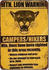 MOUNTAIN LION WARNING SIGN CAMPING HIKING CROSSING METAL TIN SIGN POSTER    picture