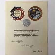 vintage NASA Apollo-Soyuz Test Project Certificate Medallion 1975 picture