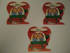 VINTAGE 1950's VALENTINE'S DAY CARD Let's Fly Away Together VALENTINE Lot Of 3 picture