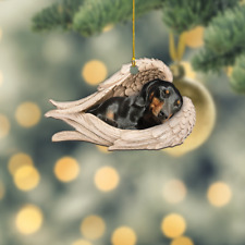 Black and tan dachshund sleeping Angel Wings Christmas, dog car Ornament Gift picture