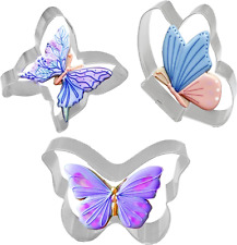 3PCS Butterfly Cookie Cutters Set,Stainless Steel Cutter for Themed Party Baby S picture
