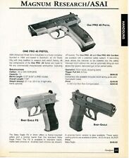 2001 Print Ad of Magnum Research ASAI One Pro 45 & Baby Eagle FS Pistol picture