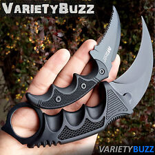 2PC TACTICAL COMBAT KARAMBIT KNIFE Survival Hunting BOWIE Fixed Blade w/ SHEATH  picture