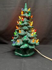 Vintage 1973 Ceramic Christmas Tree 10 Inch Table Lamp Multicolored Pin Lights picture