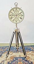 Vintage World Time Clock Black Chrome Tripod Stand Handmade Decorative Clock picture