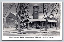 RPPC Washington Park Community Church DENVER Colorado B&W Postcard picture