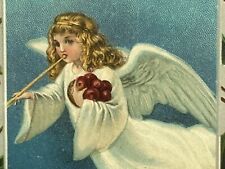 Christmas Postcard Red Cross Seal 1908 Angel Brings Apples Snowy Scene picture