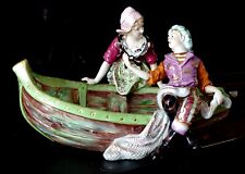 VTG Large porcelain group figurine. Boat with lovers L13.5