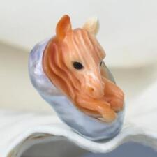 GIANT South Sea Baroque Pearl & Carved Apricot Shell Horse undrilled 5.14 g picture