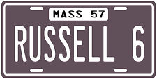 Bill Russell Boston Celtics Rookie 1957 License plate  picture
