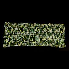 Hand Crocheted Cotton Lace Green Doily Mat Rectangular 23 x 8.5