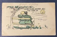 Postcard Something Doing All The Time In Ellenville Couple Hugging On Bench 1905 picture