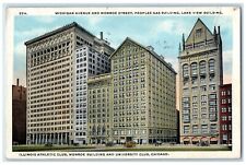 1922 Chicago IL, Athletic Club Monroe Building And University Club Cars Postcard picture