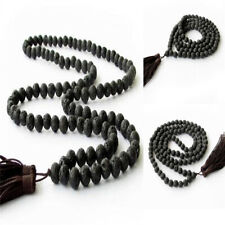 6mm Lava Stone 108 Buddha Beads Tassels Necklace energy Handmade Meditation picture