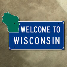Wisconsin state line highway marker road sign 1975 outline cutout welcome 23x14 picture