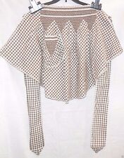 Vintage Apron, Brown White Gingham, Smocked, Cafe style, Detailed Work See Pics picture