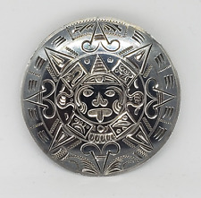 Vintage Handmade Mexican Mid Century MODERNIST Aztec Calendar Pendant Pin/Brooch picture