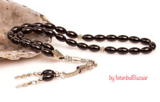 REAL Obsidian Stone Islamic Prayer 33 beads Tasbih Misbaha Rosary Tasbeeh 5x8mm picture