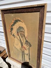 Chief Clarence Burke 1- 1971 Ray Eyerly Large Print/ Old Natural Barn Wood Frame picture