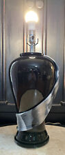 80’s Contemporary Black & Gray Blown Glass Ribbon Table Lamp SIGNED BY ARTIST picture