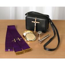 Brass Holy Communion Sick Call Set in Travel Case Churches or Sanctuaries 6 In picture