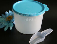 Brand New TUPPERWARE 7 Cup Bucket Canister W/Scoop Crystal/Blue Flour Sugar R picture