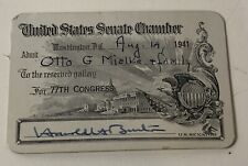 1941 U.S. Senate Chamber Pass Signed Senator Harold H Burton 77th Congress Ohio picture