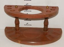 Vintage Walnut 6 Pipe Stand Wooden Tobacco Pipe Rest Mid Century Ashtray Spot #2 picture