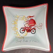 Cyclist Gift Santa on Bike Great Bells of Fire Dish for Trinkets, Candy, Nuts  picture