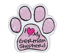 Pink Scribble Paws: I LOVE MY GERMAN SHEPHERD | Dog Paw Shaped Car Magnets picture
