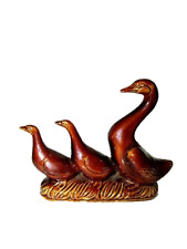 Vintage Ceramic Goose Figurine Three Geese Ducks picture