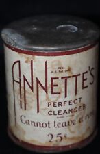 Annette's Perfect Cleanser miniature trial size tin~1932, about 2/3 full picture
