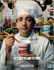 1988 DANNON Yogurt Plain Non-Fat Lowfat Chef Vintage Magazine Print Ad 10X13 picture