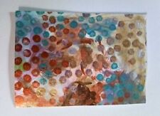 ACEO Dots Aboriginal Signed Metallic Art Teal Blue Green Pattern Gold Copper  picture