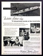 1956 Dr. Jonas Salk photo S.S. United States Cruise Ship vintage print ad picture