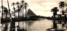1920s CARIO EGYPT FLOODTIME AT PYRAMIDS  RPPC POSTCARD P1648 picture