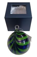 Glass Eye Studio GES Christmas Ornament in Box Green Blue Seahawks Colors NWT picture