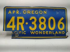 1960's Oregon  Original  Pacific Wonderland  4R - 3806 License Plate picture