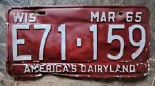 🔴 Vintage Wisconsin license plate 1965 Wisconsin AMERICA'S DAIRYLAND 🔴 picture