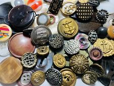 Antique Vintage Large Lot Of Buttons Metal Picture Mop Shell Black Glass Etc Z5 picture