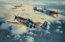 Clash of Eagles by Anthony Saunders art signed by Mustang and Luftwaffe Pilots picture